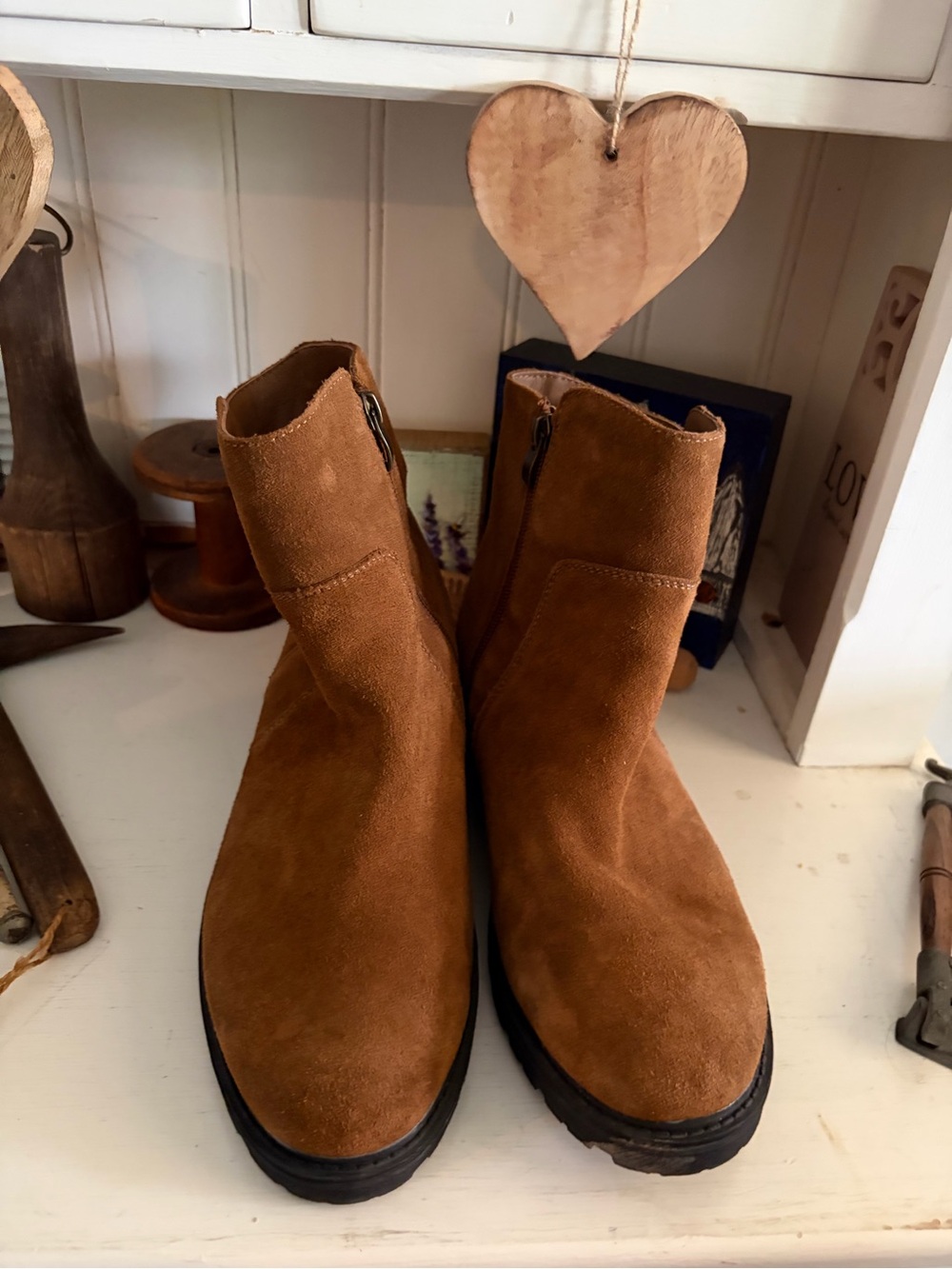Banff Trail Women’s Suede Ankle Boots in Brown - Classic Zip Design